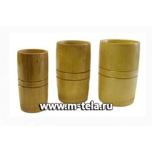 Bamboo vacuum jars 3pcs.